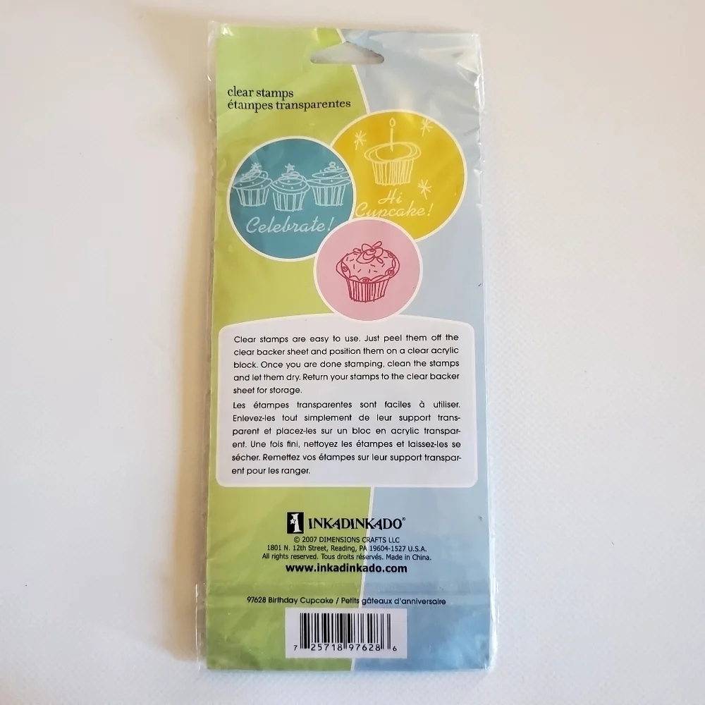 Inkadinkado Clear Rubber Stamps 97628 Birthday Cupcake NIP